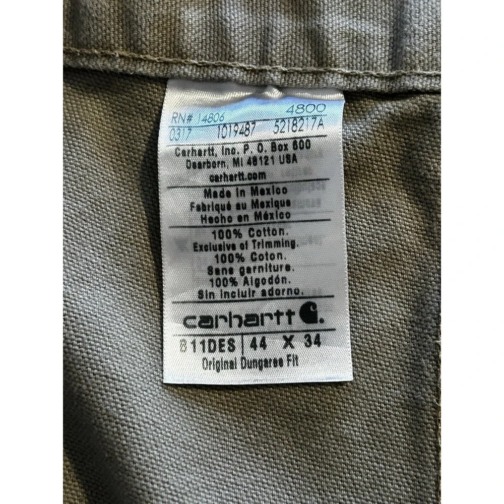 Carhartt Carpenter‎ Work Pants Mens 44x34 Dungaree Fit B11-DES  Desert Color